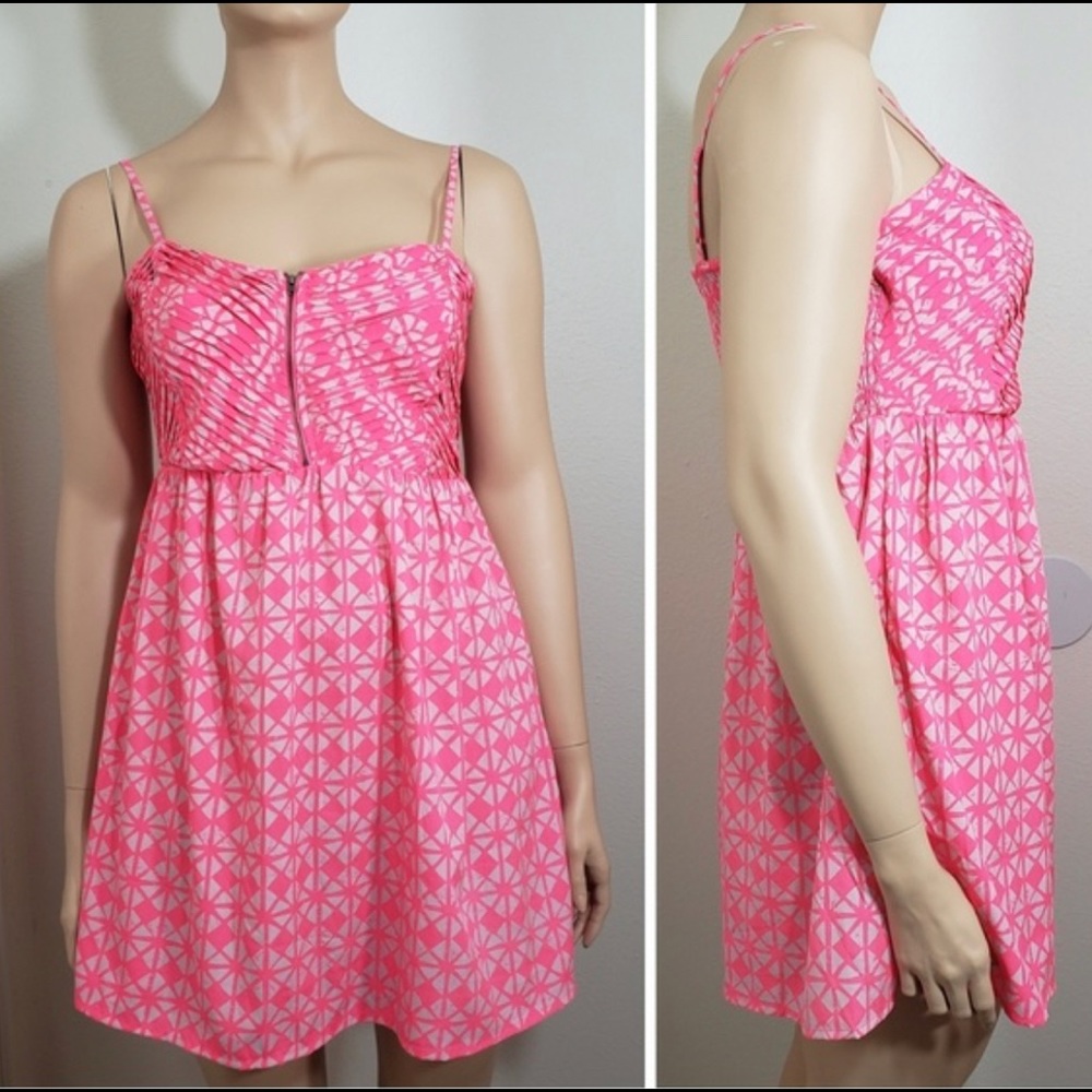 Roxy neon pink patterned summer dress